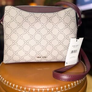 Nine West Beige and Burgundy Crossbody Bag